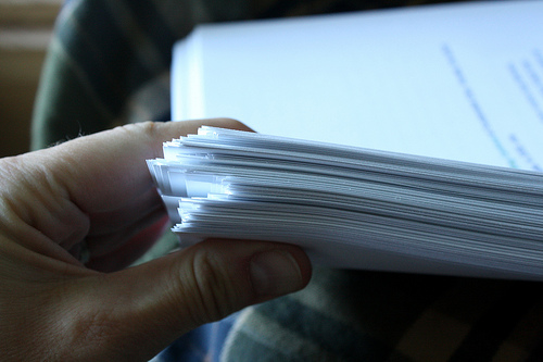 stack of printed material
